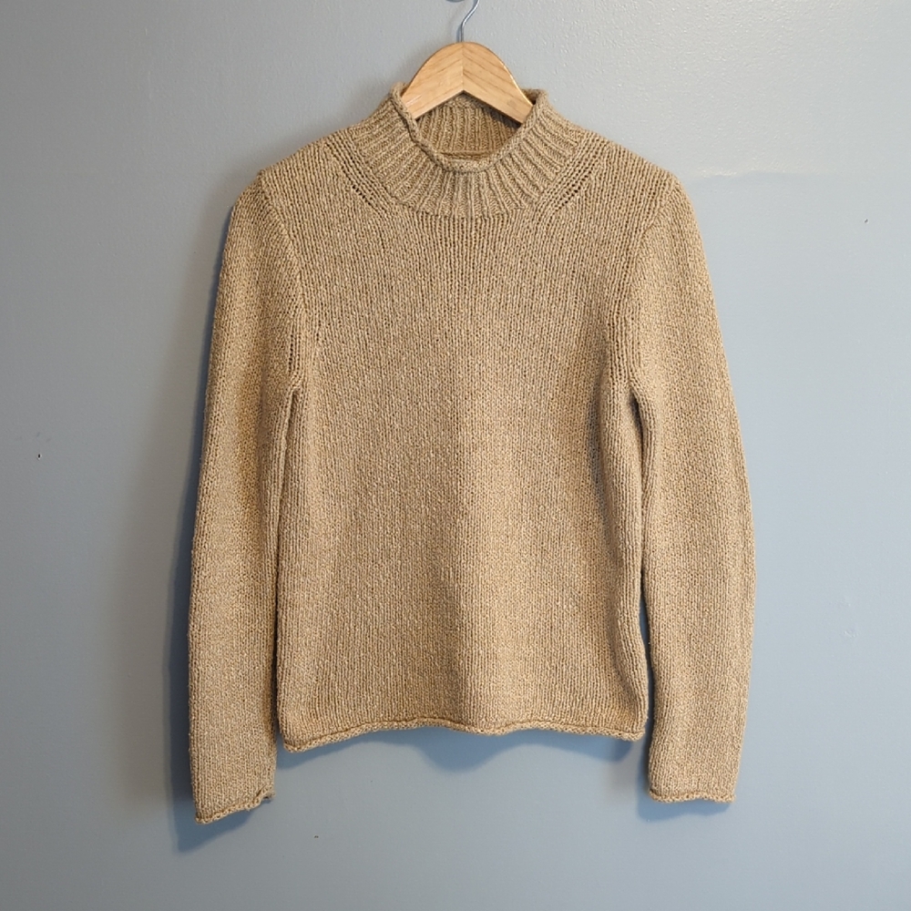J. Crew Factory Rollneck British Khaki Knit Sweater Size SMALL